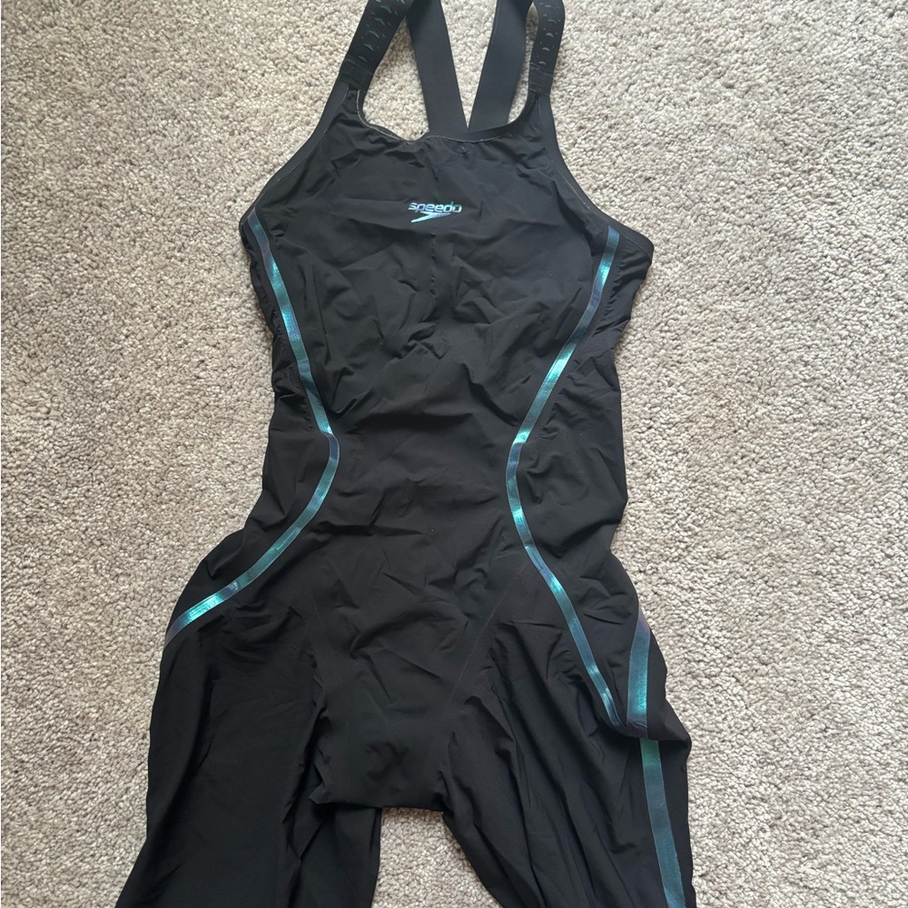 Speedo Women's Black and Teal LZR Kneeskin/Techsuit Closeback